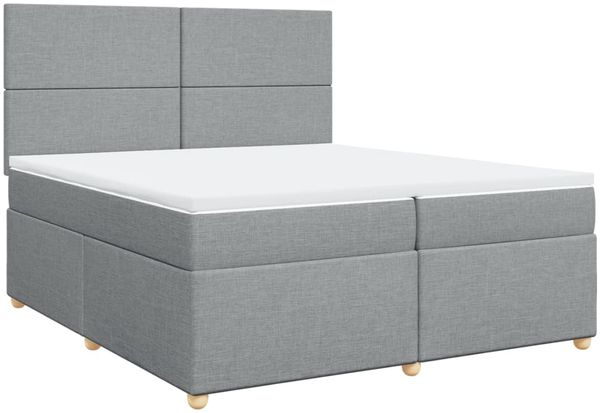 vidaXL Boxspringbett mit Matratze Hellgrau 200x200 cm Stoff 3293680 Bild 3