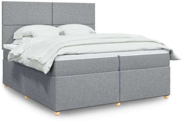 vidaXL Boxspringbett mit Matratze Hellgrau 200x200 cm Stoff 3293680