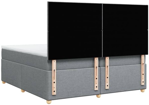 vidaXL Boxspringbett mit Matratze Hellgrau 200x200 cm Stoff 3293680 Bild 8