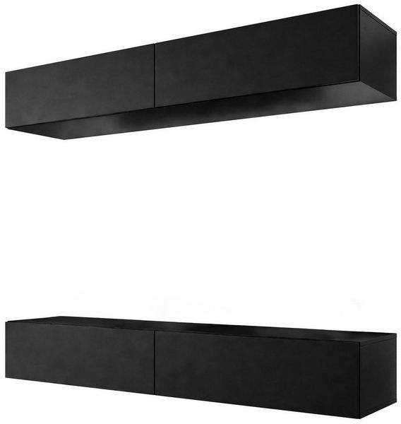 Lookway Wohnwand COLETTE MATT mit Push-to-Open-System und LED-Beleuchtung