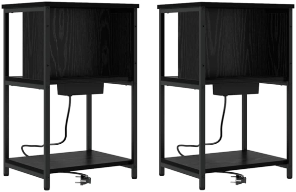 vidaXL Nachttisch 2 pcs Schwarz Eichen-Optik 38 x 31 x 61 cm 859451