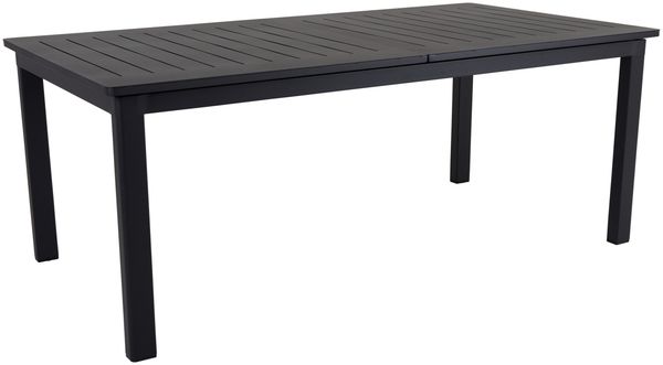 Gartenesstisch Lomma aus Aluminium, modern ausziehbar, schwarz, für 8–10 Personen