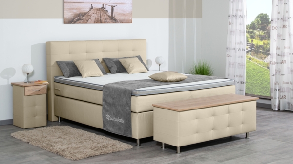 Meisterbetten Boxspringbett Lago 100x200 in KL-Granit, Matratzenbezug Nano, Ergoflex-Topper