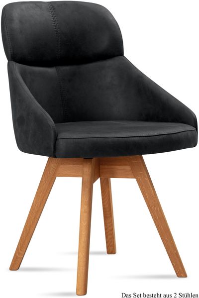 Esszimmerstuhl drehbar (2er-Set) Drala 52x82x63 Eiche geölt/Anthrazit