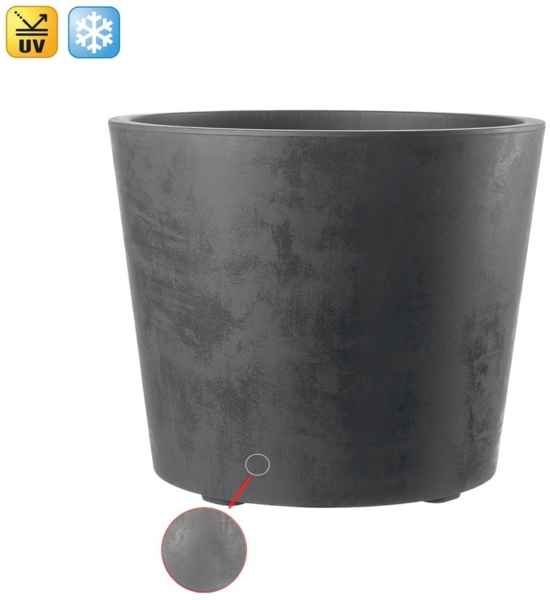 Rollbarer XL Pflanzkübel Millennium 80 Liter in Anthrazit mit Tolle Naturstein Optik, Maße: 59x59x49 cm