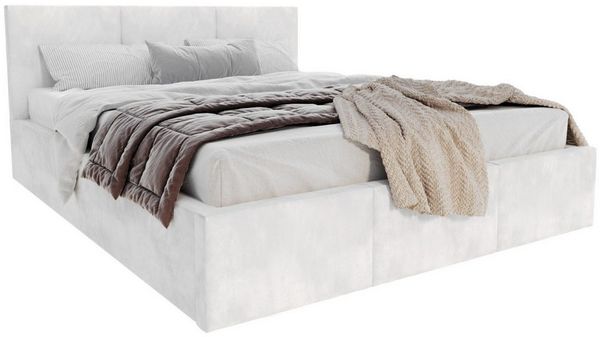 FDM Polsterbett AMBER modern mit Bettkasten MADE IN EU - mit hochwertigem Paris Bezug (verfügbar 90x200 120x200 140x200 160x200 180x200cm, Bettrahmen, Bett, mit großen gepolsterten Kopfteil, mit Bettkasten zum aufklappen), Hebbarer Metallrahmen, Bettka...