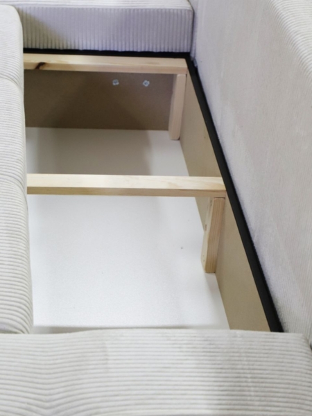 Ecksofa mit Schlaffunktion Sofa DAGNY in Stoff Poso Hellbraun Ottomane Links Bild 4