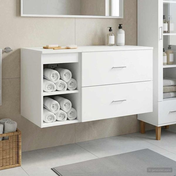 vidaXL Badezimmermöbel-Set 2 pcs Weiß Holzwerkstoff 3403936