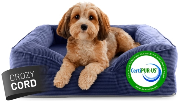 Lumaland Hundebett Indoor Cord S 70x60x18cm dunkelblau vakuumiert