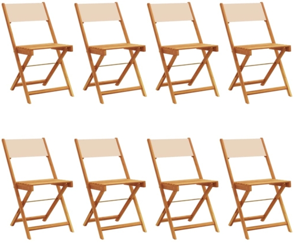 vidaXL Gartenstühle 8 Stk. Klappbar Beige Stoff und Massivholz 3214621