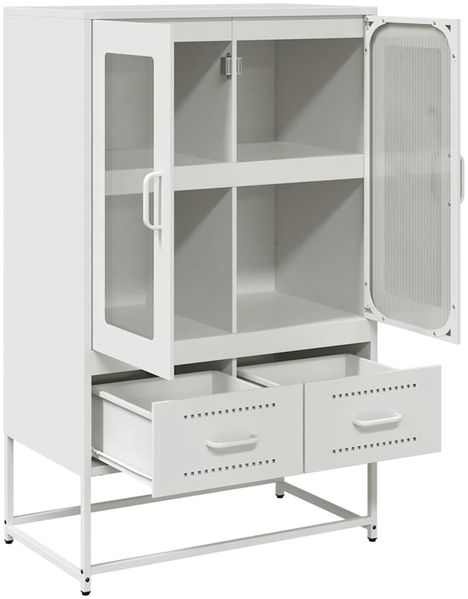 Highboard, BuffetSchrank, Büroschrank Weiß 68x39x111,5 cm Stahl Bild 6