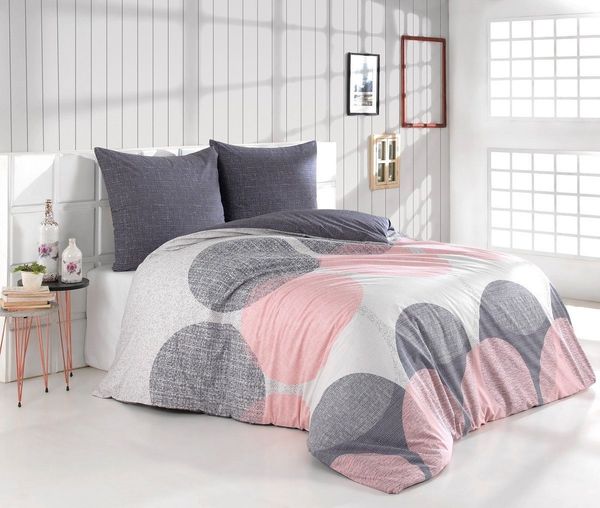 Buymax Bettwäsche Wendebettwäsche, Bettbezug-Set, 100% Baumwolle Renforce, 2 teilig, 155x220 cm, Reißverschluss, hochwertig, Blau, Weiß