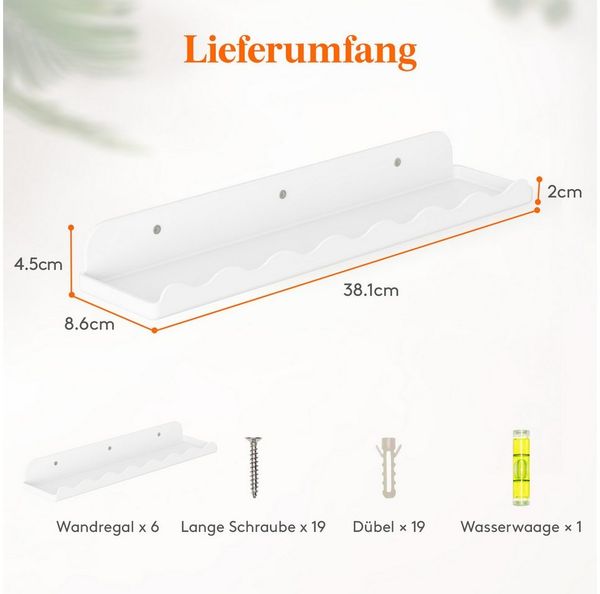 Lifewit Wandregal Kunststoff Bücherregal, Hängeregal Regale Schlafzimmer, Wohnzimmer, 6-tlg. Bild 3