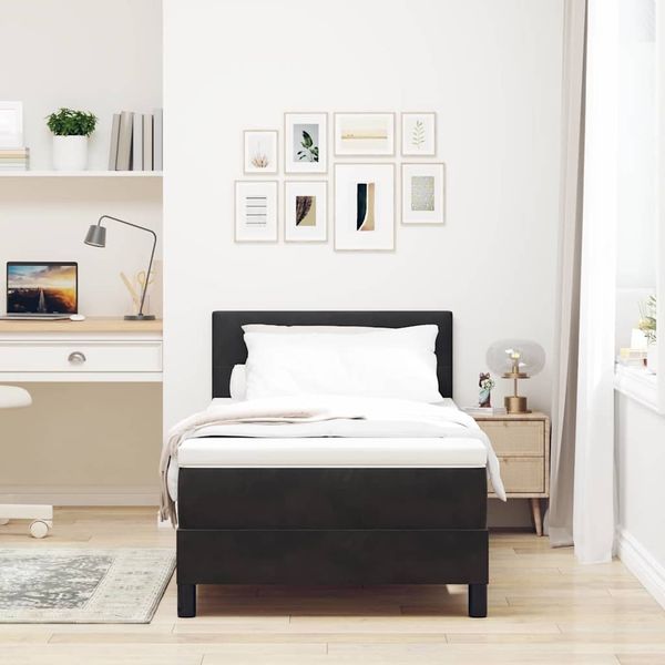 vidaXL Boxspringbett mit Matratze Schwarz 90 x 200 cm Samt 3339148