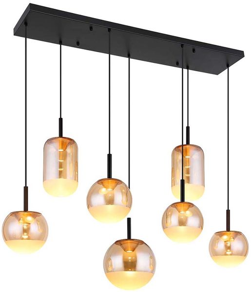 LED Hängeleuchte, höhenverstellbar, schwarz, Glas, L 136 cm