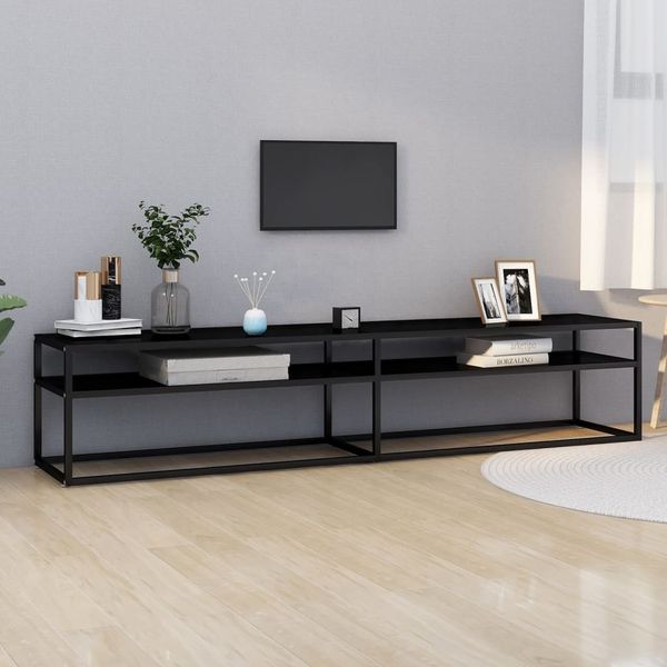 vidaXL TV-Schrank Schwarz 200x40x40,5 cm Hartglas 331727