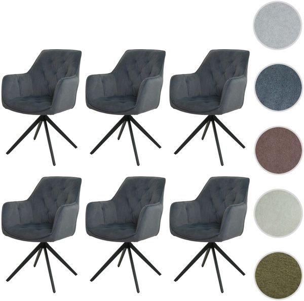6er-Set Esszimmerstuhl HWC-L80, Küchenstuhl Polsterstuhl Stuhl mit Armlehne, drehbar, Metall Stoff/Textil ~ anthrazit Bild 10