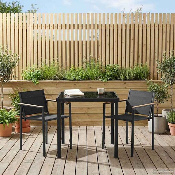 vidaXL Gartenmöbel Set 3 pcs Schwarz und Anthrazit 80 x 80 x 73 cm 3422885