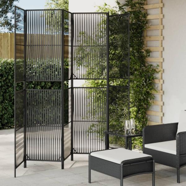 vidaXL Paravent 6-tlg. Schwarz Poly Rattan 365400