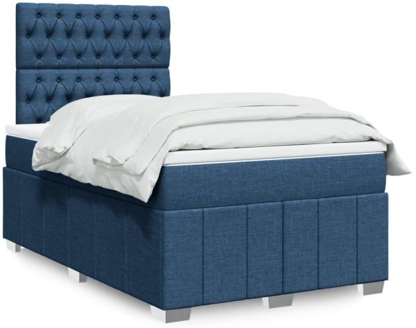 vidaXL Boxspringbett mit Matratze Blau 120x200 cm Stoff 3293948