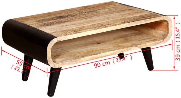 vidaXL Couchtisch Raues Mangoholz 90x55x39 cm 244008 Bild 8