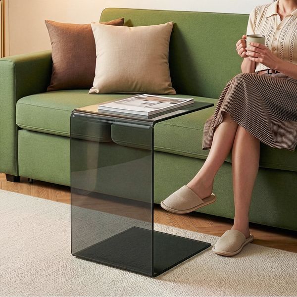 Beistelltisch Trölmapilu Glas 60 x 40 x 40 cm Grau [en. casa]