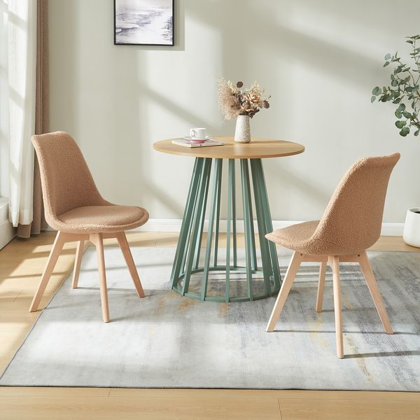 Esszimmerstuhl Fläten 2er Set Bouclé Taupe [en. casa]