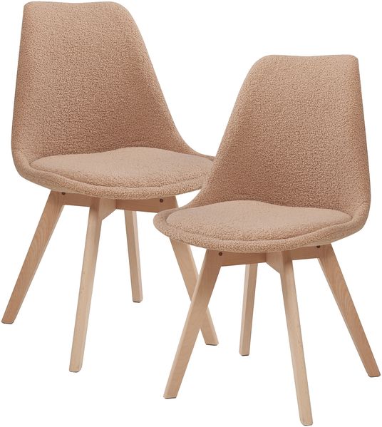 Esszimmerstuhl Fläten 2er Set Bouclé Taupe [en. casa]