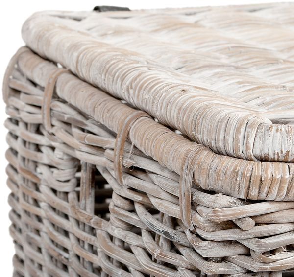 Rattan Truhe RESSY White Wash ca. 70cm Couchtisch Wohnzimmertisch Handarbeit Kiste Bild 3