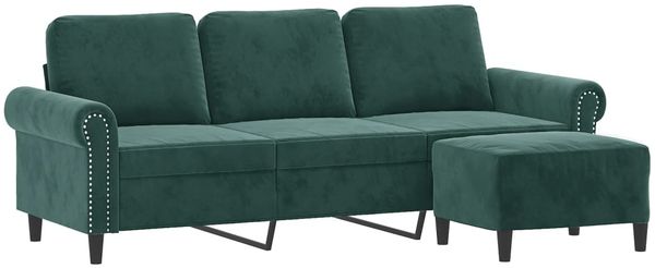 vidaXL 3-Sitzer-Sofa mit Hocker Dunkelgrün 180 cm Samt 3201217 Bild 3