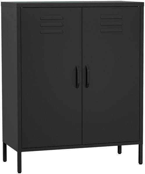 skølm 'Atria' Metallkommode, schwarz, 100x38x80 cm, Metallschrank mit 3 Fächern Bild 2