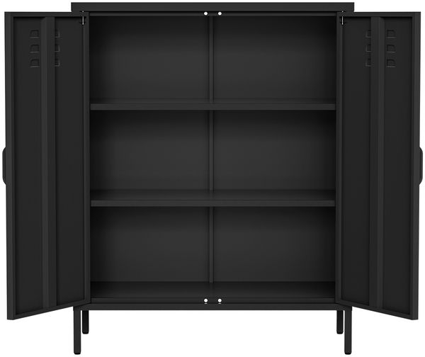 skølm 'Atria' Metallkommode, schwarz, 100x38x80 cm, Metallschrank mit 3 Fächern Bild 9