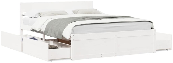 vidaXL Massivholzbett ohne Matratze Weiß 160x200 Kiefernholz 3282343