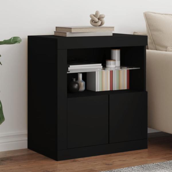 vidaXL Sideboard mit LED-Leuchten Schwarz 60,5x37x67 cm 836617