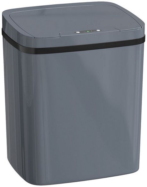 HOMCOM Mülleimer 15 L, schlankes Design, automatisches & manuelles Öffnen, für Küche, Büro, Grau