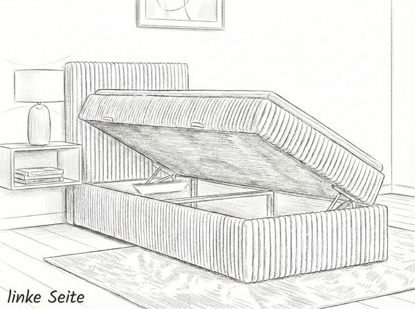 Boxspringbett RALFI 100 x 200 cm (Linke Seit) mit Bettkästen, Bonell-Matratze H2 und T25-Topper. Farbe: Braun Bild 5