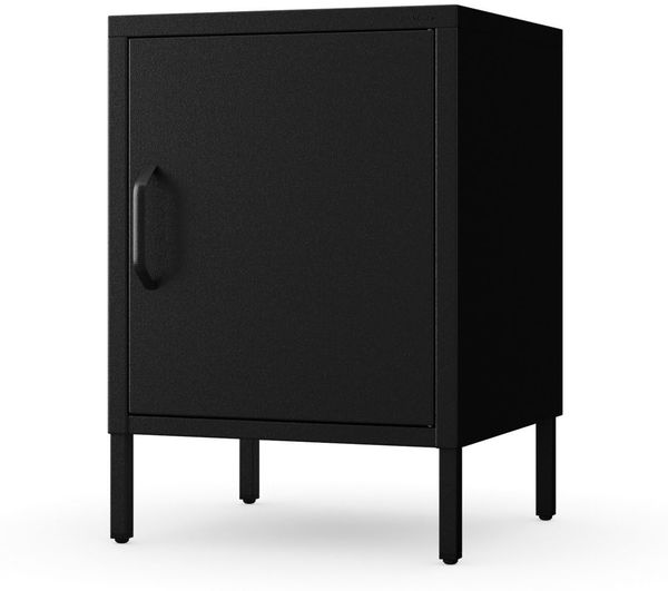 Jan Nowak Nachttisch Industrial - MIA | Nachtschrank Glitzernd mit Tür für Schlafzimmer, Kinderzimmer | Stahlschrank Abschliessbar, Nachtkasten Klein | Loft Stil | 42,4 x 59,5 x 40 cm | Schwarz
