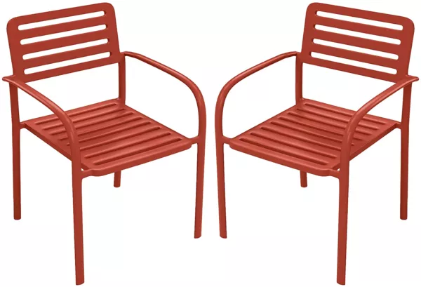 Vente-unique - NILY Garden dining set Metall Rot - B 55 cm x H 79,5 cm x L 55 cm