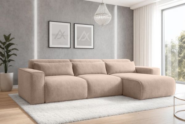 AX LIVING Wohnlandschaft mit Schlaffunktion Ruyam Beige Sofa 310 cm R