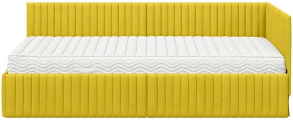 vidaXL Eckbettgestell mit Matratze mit Kopfteil 2 pcs Gelb Samt 3393824 Bild 5