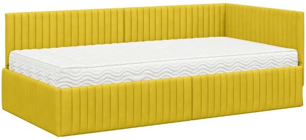 vidaXL Eckbettgestell mit Matratze mit Kopfteil 2 pcs Gelb Samt 3393824 Bild 4