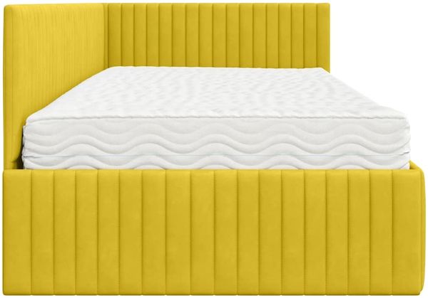 vidaXL Eckbettgestell mit Matratze mit Kopfteil 2 pcs Gelb Samt 3393824 Bild 8