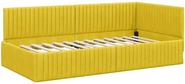 vidaXL Eckbettgestell mit Matratze mit Kopfteil 2 pcs Gelb Samt 3393824 Bild 6