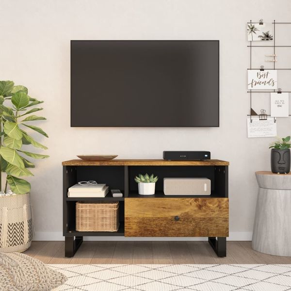 vidaXL TV-Schrank 80x33x46 cm Massivholz Mango & Holzwerkstoff 351977