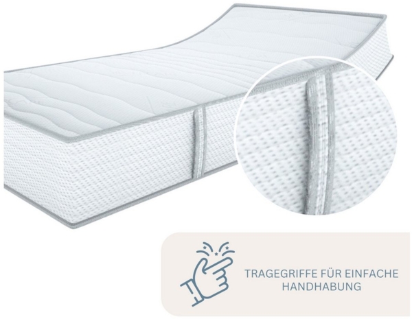 MSS e. K. Federkernmatratze Medic Silver | TASCHENFEDERKERN | EXTRA HOCH 24 cm | 90x200 cm | H5 | 7 Körper-Liegezonen | Komfortschaum | exklusiver Borderbezug | schadstoffgeprüft Bild 3