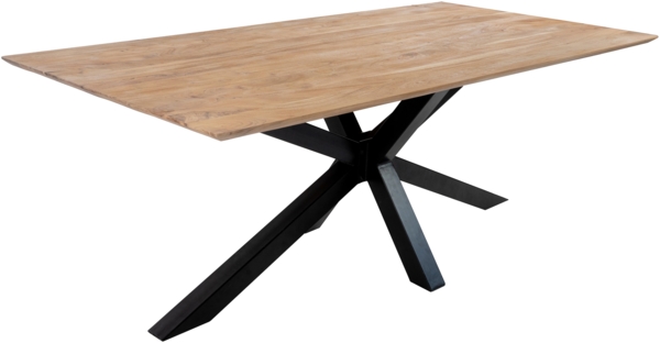 Esstisch 200x100cm Akazie massiv eichenfarben schweizer Kante Spider-Gestell schwarz DEAN 137088356