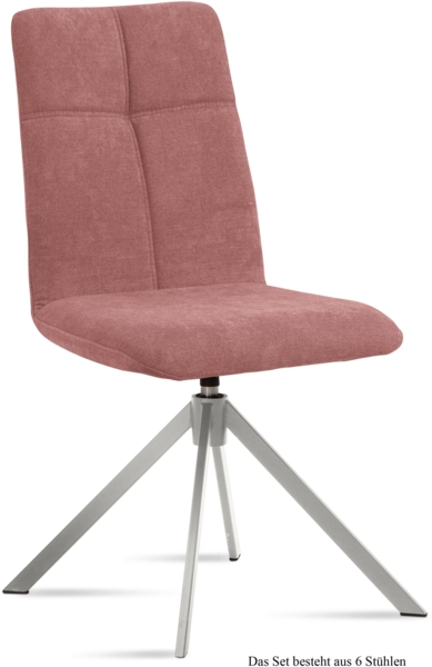 Esszimmerstuhl drehbar (6er-Set) Dreddy 47x92x60 Edelstahl/Rosewood