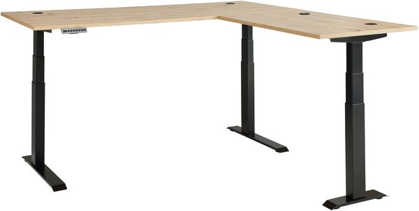 Eckschreibtisch >Memphis< höhenverstellbar, Artisan Eiche Dekor - 185x64/129x177 (BxHxT)
