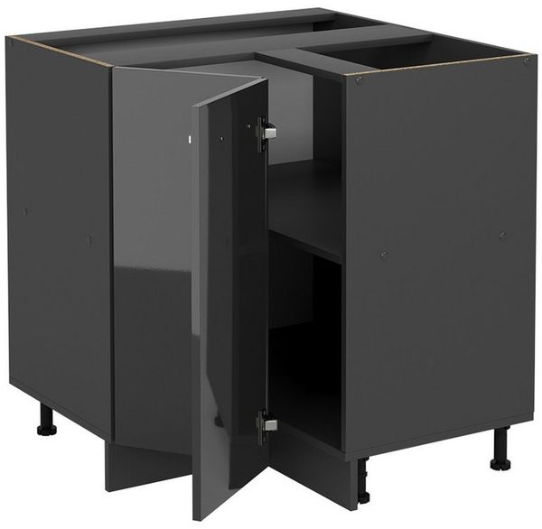Eckunterschrank R-Line Anthrazit Hochglanz 75.6 cm ohne Arbeitsplatte Vicco Bild 3