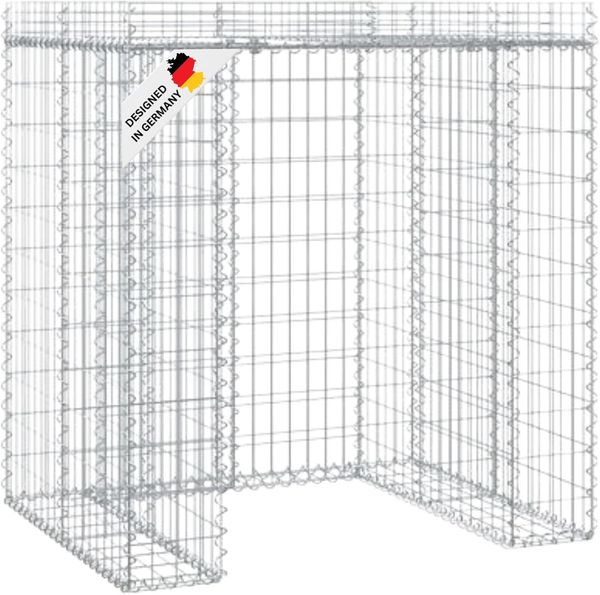 1er Gabionen Mülltonnenbox ESOL mit Dach 120x110x91cmMülltonnenverkleidung für 1 Tonne Gabionenwand Müllbox aus Steinen Mülltonnenschutz Mülltonnendach